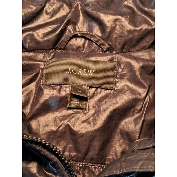 J.Crew Down Filled Puffer Mock Neck Jacket 2 Way Zipper Black Pockets Size M - Picture 2 of 12